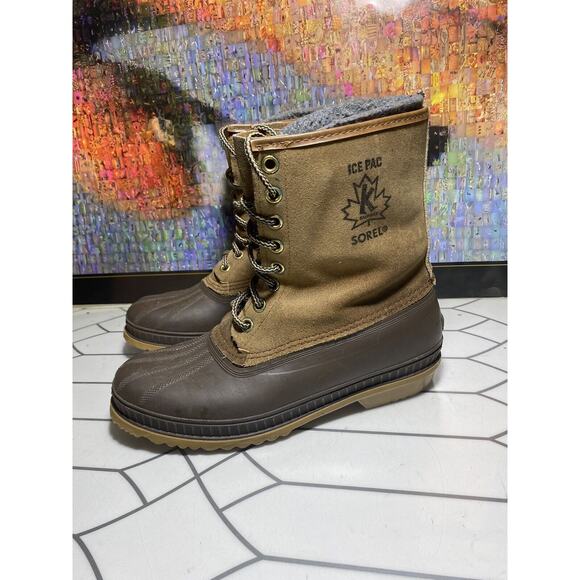 Sorel Ice Pack Leather Winter Snow Boots Men’s Size 11 - Picture 3 of 9